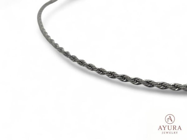 Unisex ketting “Medusa” – roestvrijstaal, zilverkleurig met gedraaid motief