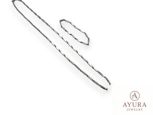 Dames sieradenset 'Nora' – Zilverkleurig roestvrijstaal met staafschakels