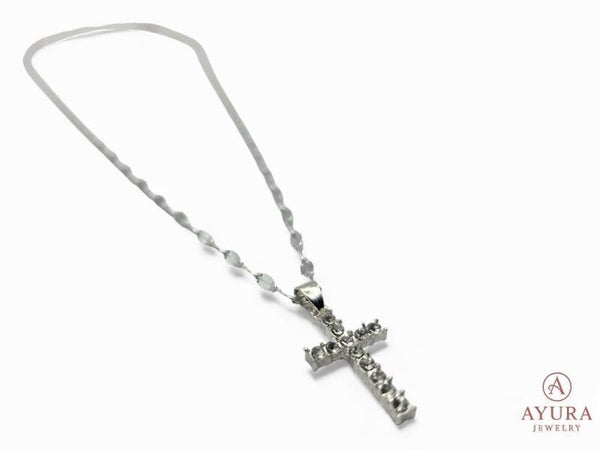 Dames halsketting Magdalena – zilverkleurig met zirkonia kruis