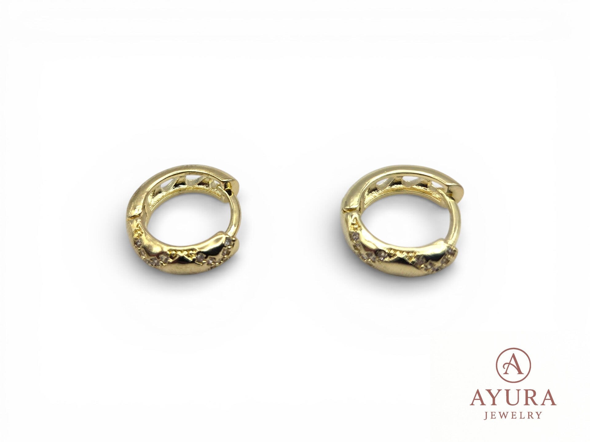 Goudkleurige RVS Oorbellen 'Cupid' met zirkonia