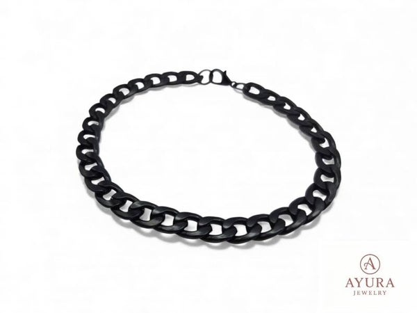 Herenarmband ‘Gustavo’ – Zwart RVS Cubaanse Schakel 23 cm