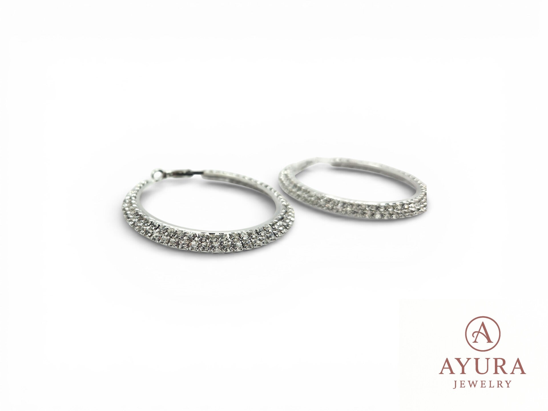 Grote RVS statement oorbellen 'Palma' met strass & zirkonia