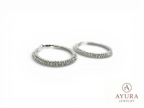 Grote RVS statement oorbellen 'Palma' met strass & zirkonia