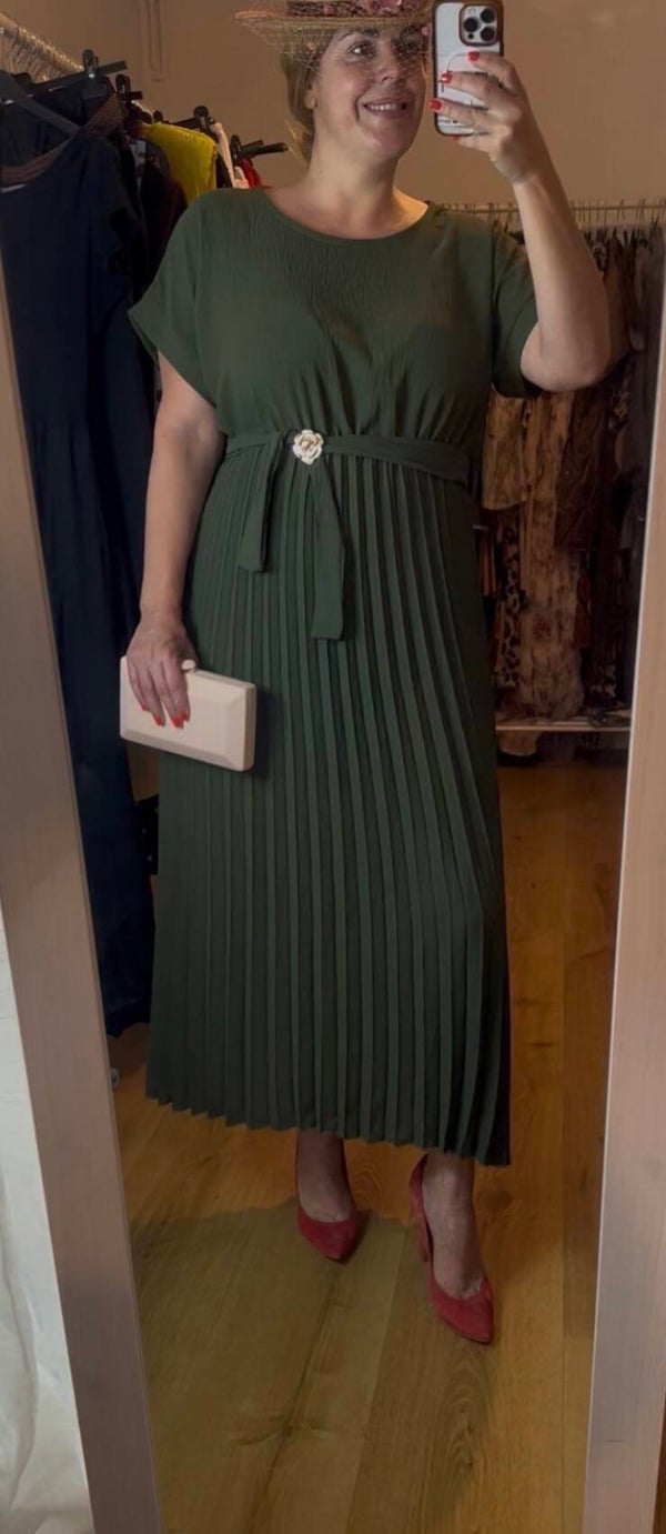 VESTIDO PLISADO MANGAS