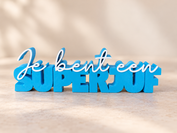 Super juf blauw/wit