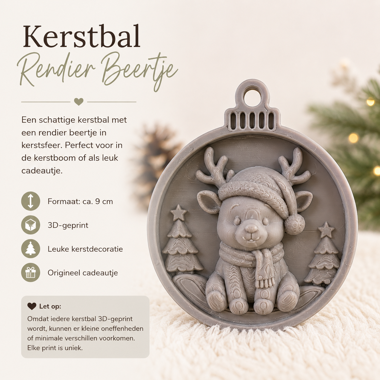 Rendier kerstbal