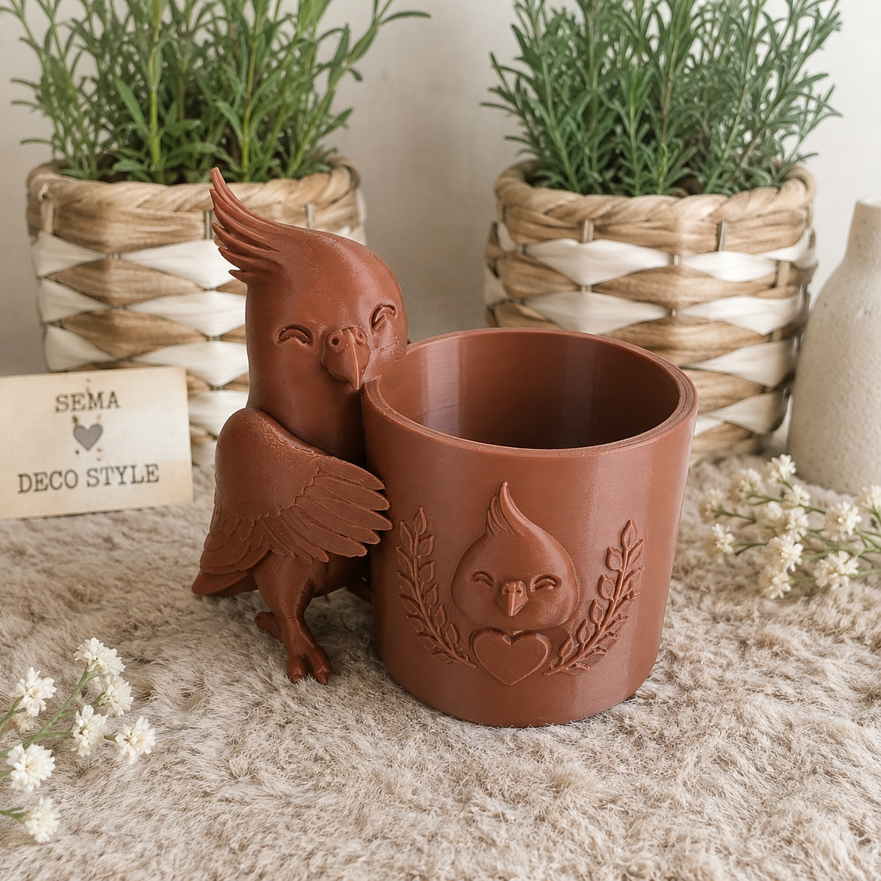 Valkparkiet bloempot – 3D-geprinte dieren bloempot