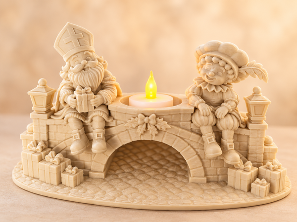 Sint en piet op een brug