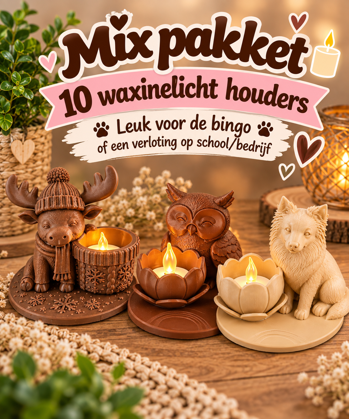 Mix Pakket van 10 waxinelichthouders
