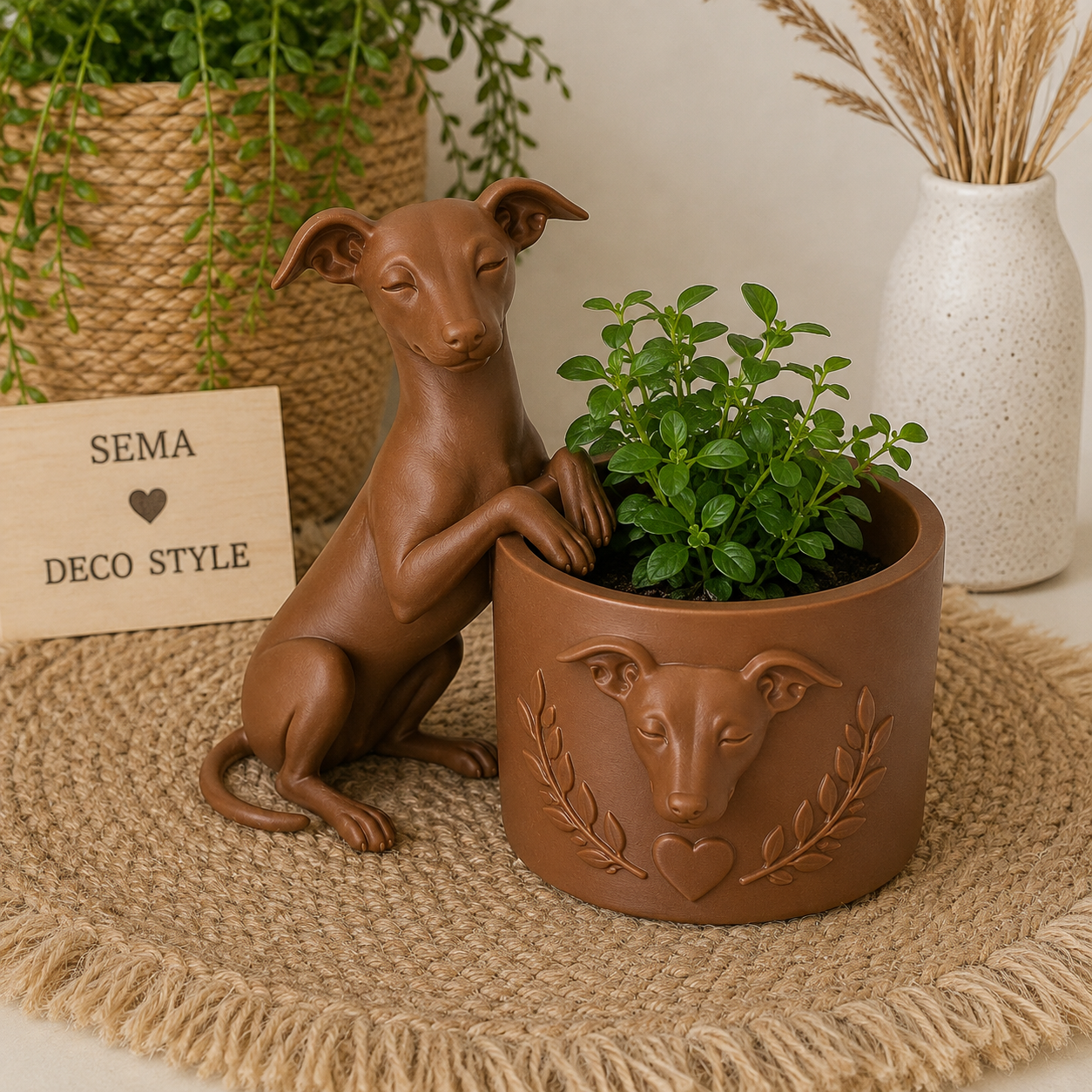 Windhond bloempot – 3D-geprinte dieren bloempot