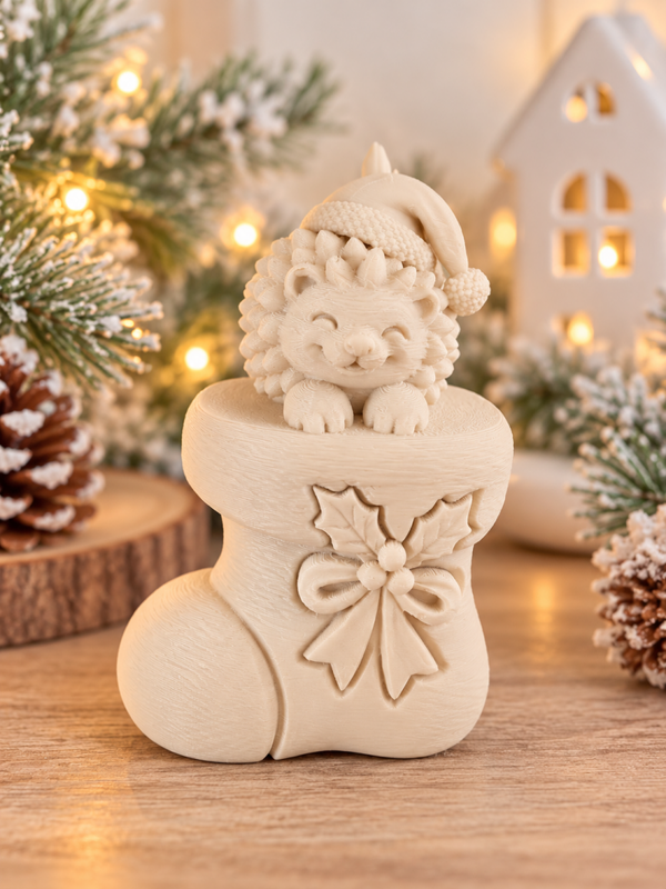 Egel in een kerst sok