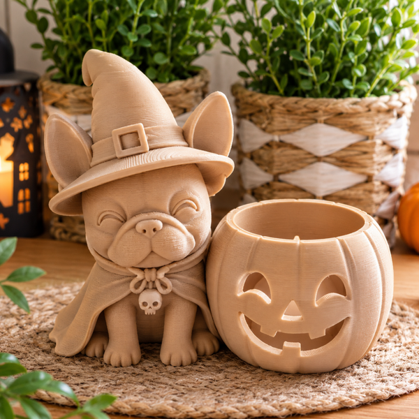 Halloween Franse bulldog - 3d geprint waxinelichthouder