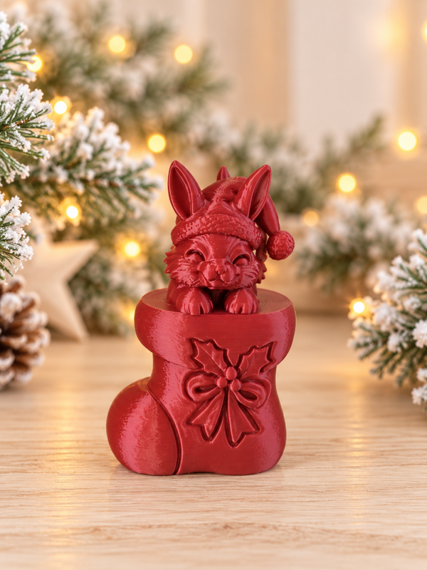 Konijn met kerstsok