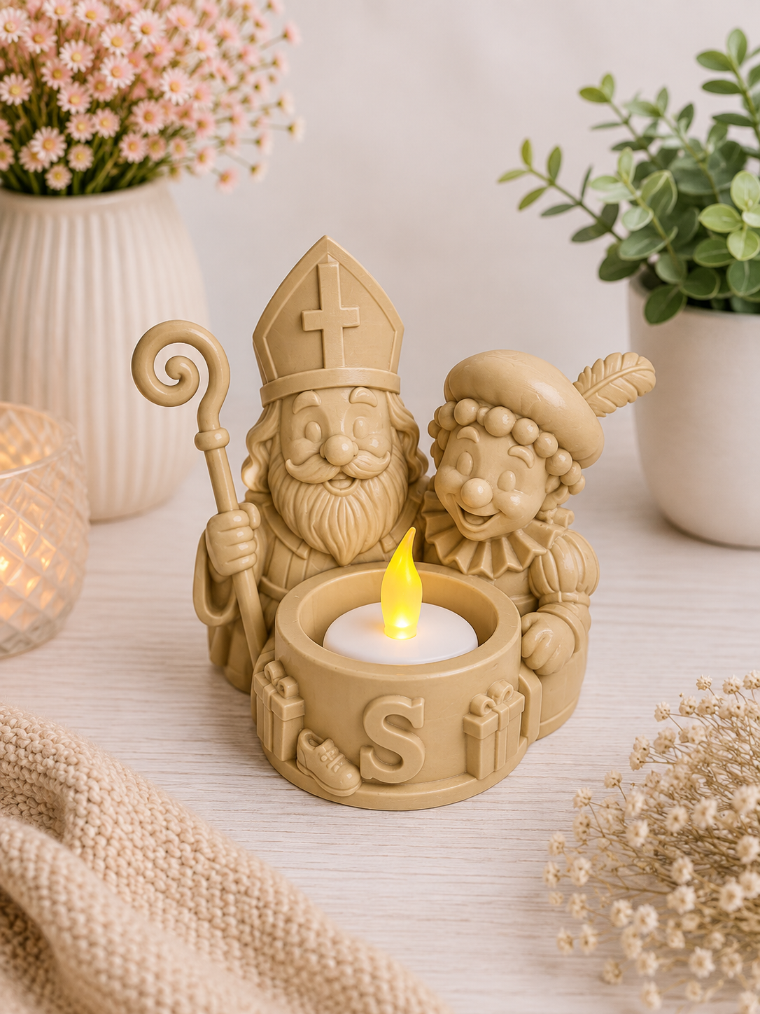 Sint en piet waxinelichthouder