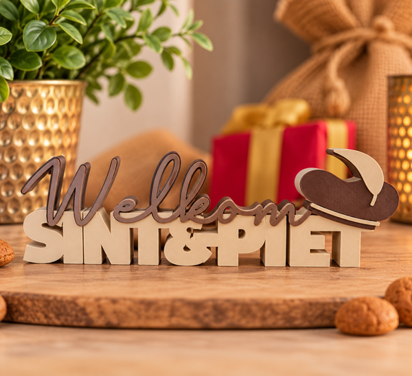 Welkom Sint en piet beige/bruin