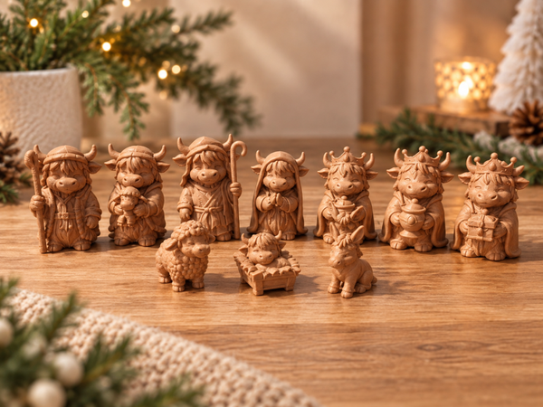 Schotse hooglander kerststal