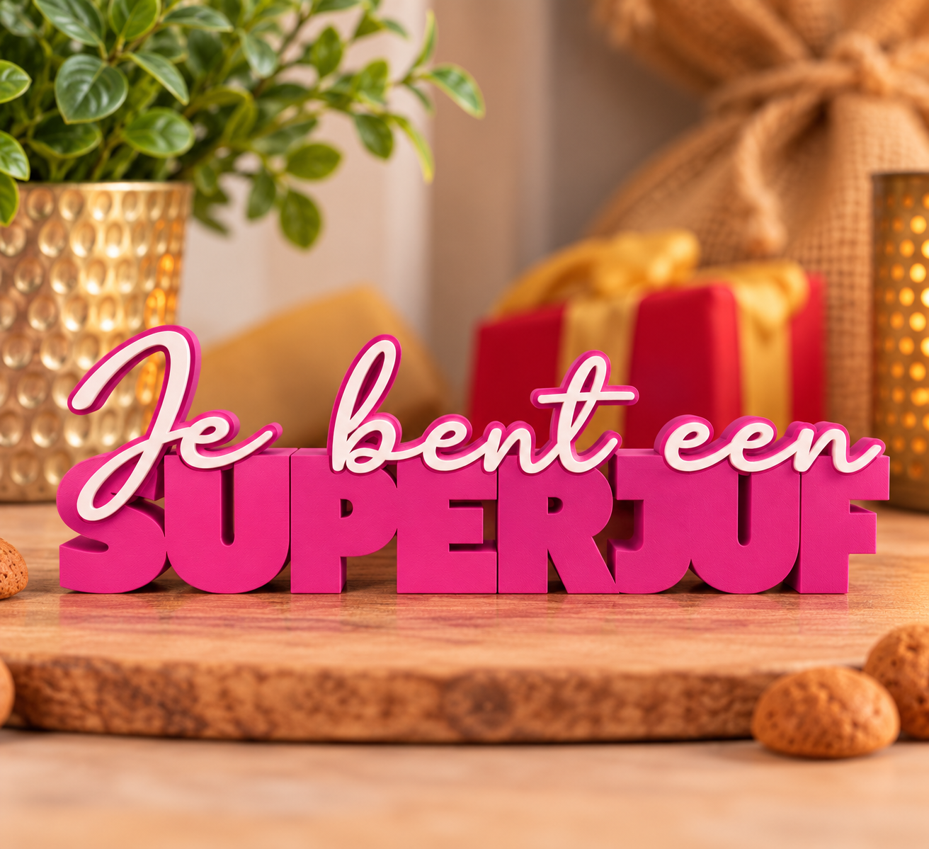 Je bent een superjuf roze/wit