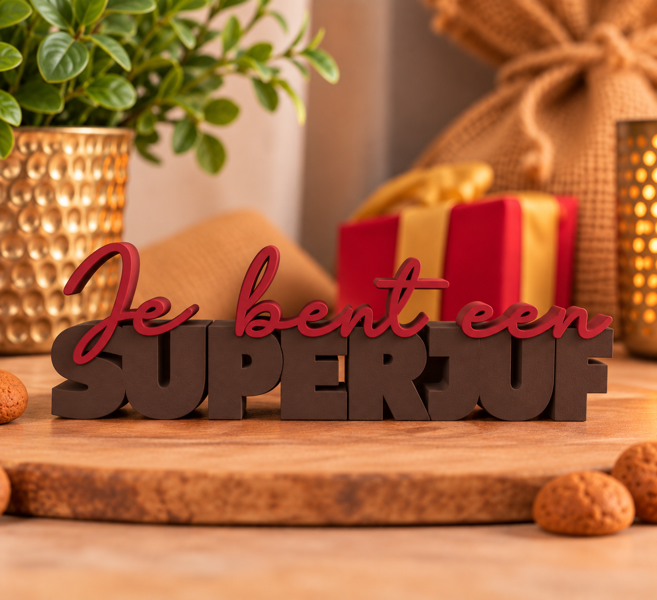 Je bent een superjuf bruin/rood