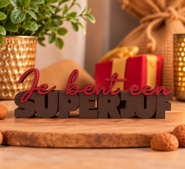 Je bent een superjuf bruin/rood