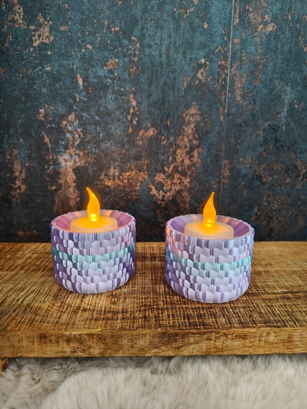 Waxinelichthouders set van 2 pastel