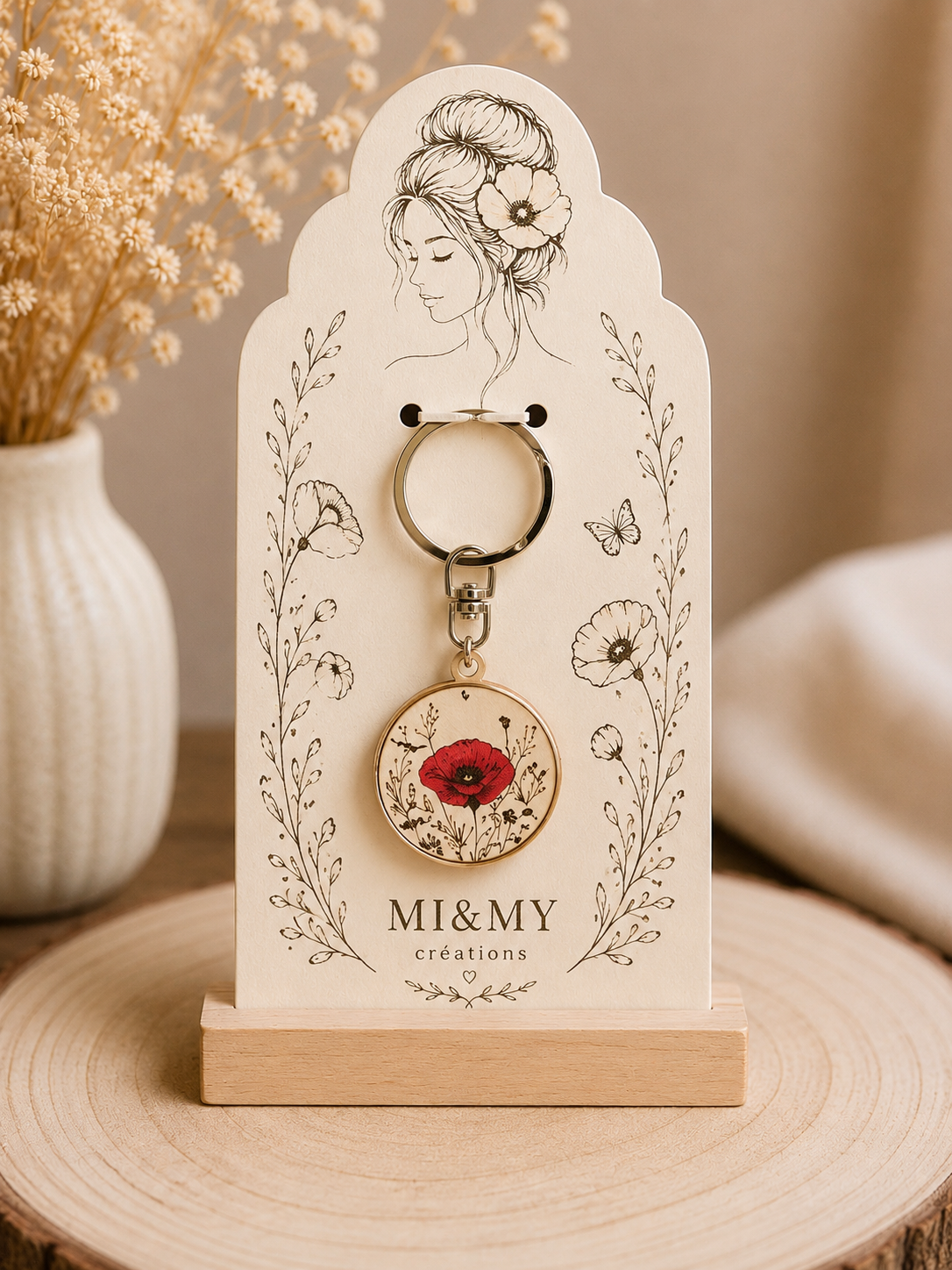 Porte clé émotion coquelicot