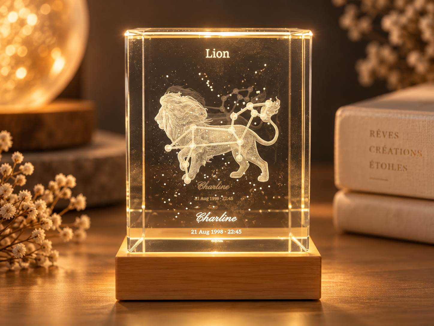 Bloc de cristal K9 – Zodiaque personnalisé