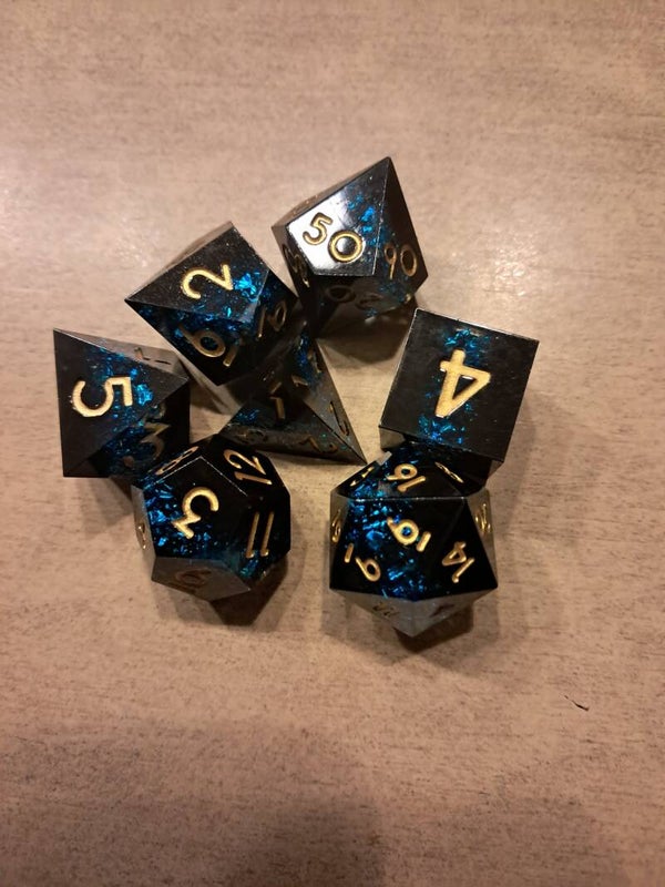 Black Blue spark d&d dice