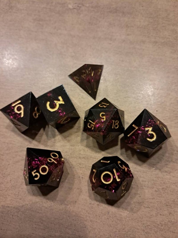 Black pink spark d&d dice