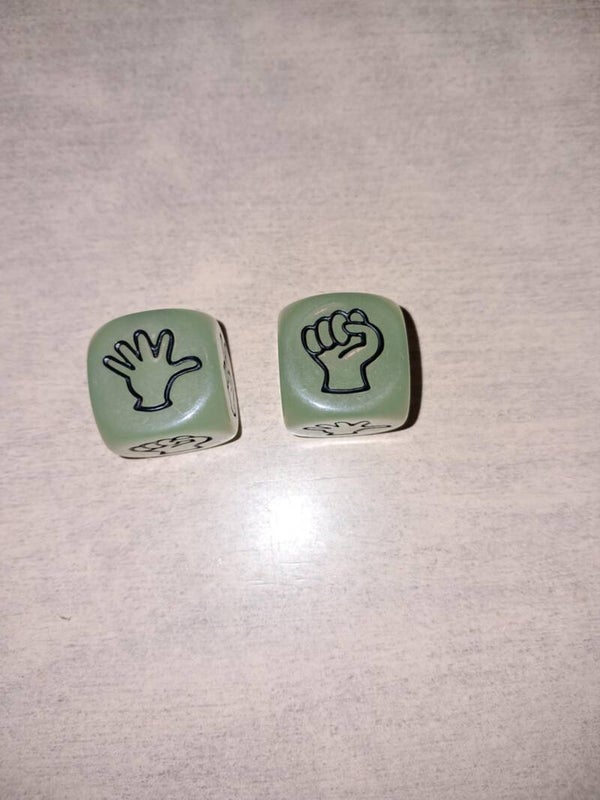 Glow in the dark rock paper scissors dice