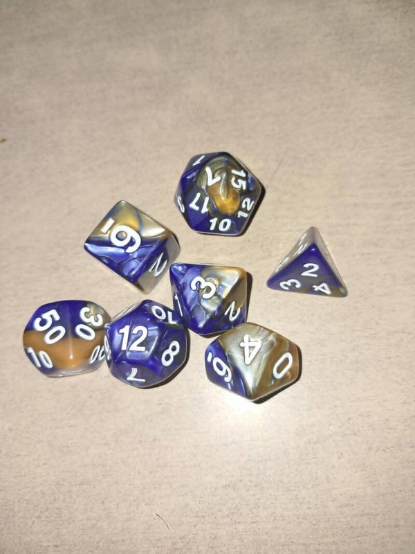 Blue/Gold DND Dice
