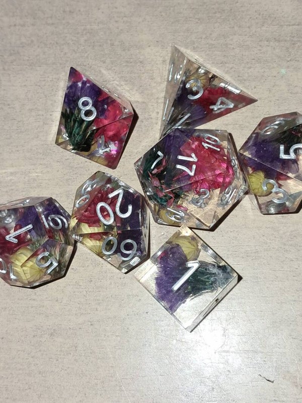 Colorfull flower d&d dice