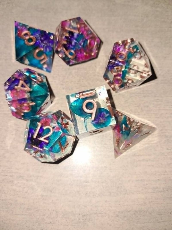 Blue Flower d&d dice