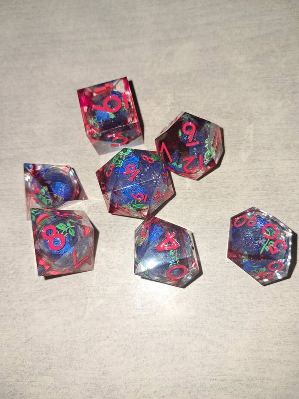 Blue rose liquid core d&d dice