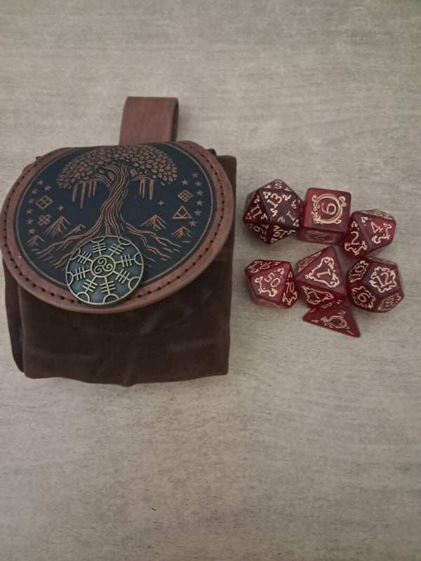 Tree of life Dice bag with Dragon DND dice