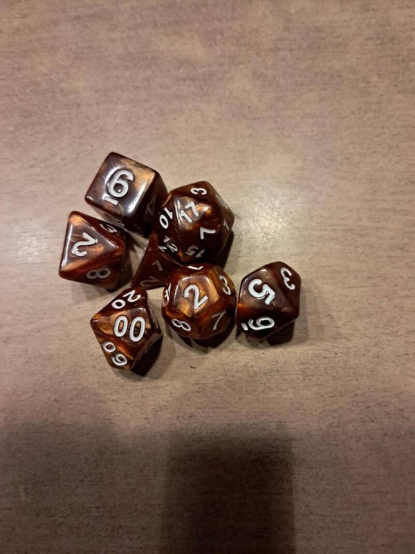 Brown marbled d&d dice