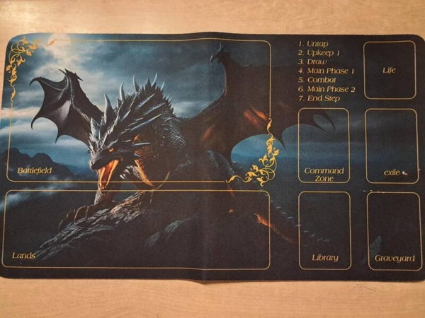 MTG playmat dark dragon