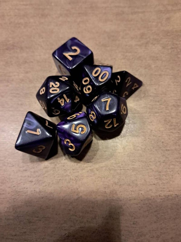 Purple marbled d&d dice