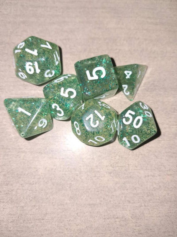 Green FLake d&d dice
