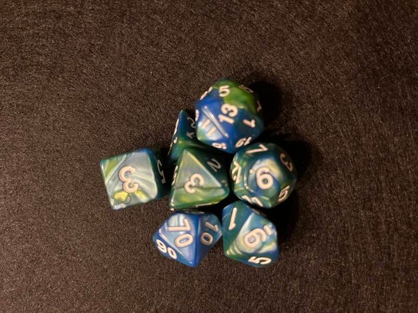 Green blue d&d dice