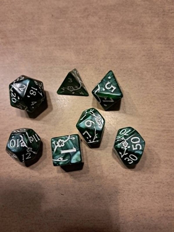 Green blossom d&d dice