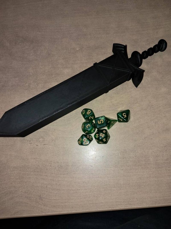 Black Dice Sword with green d&d dice
