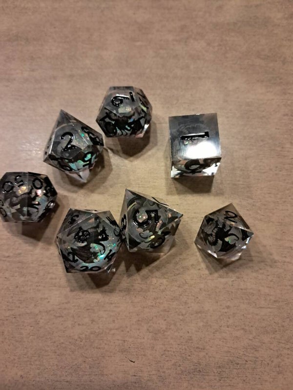 Liquid core black dragon dice