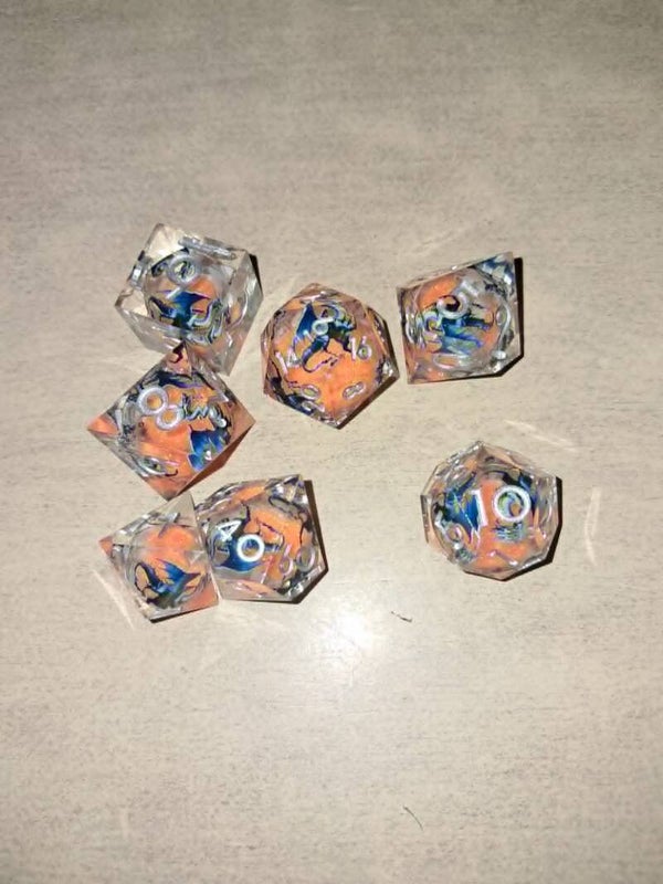 Liquid core Blue dragon d&d dice