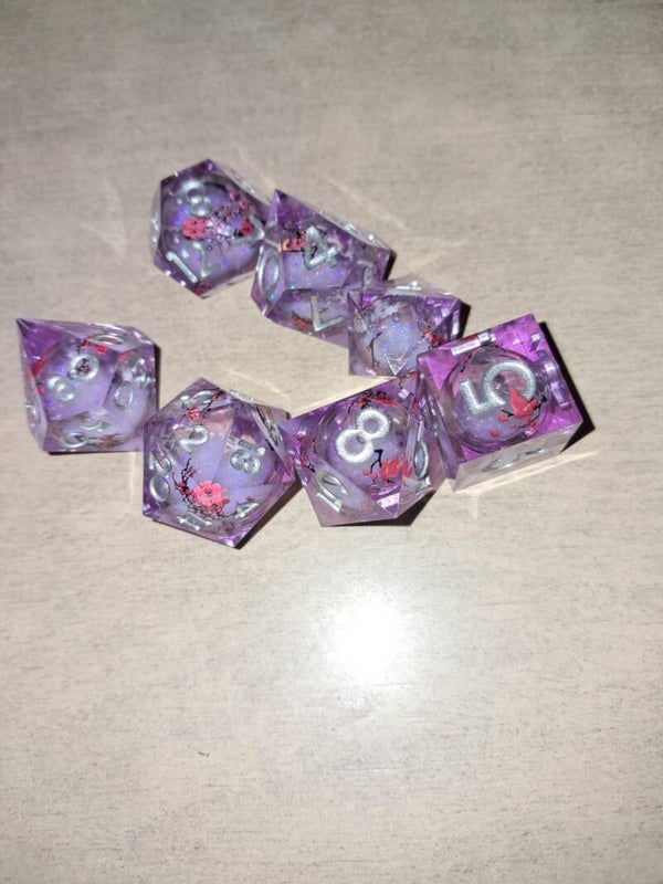 Liquid core prume blossom d&d dice