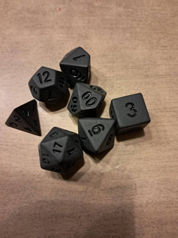 Matte black d&d dice