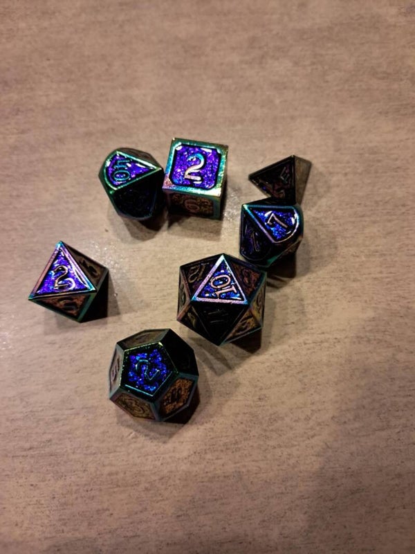 Metal multi color d&d dice