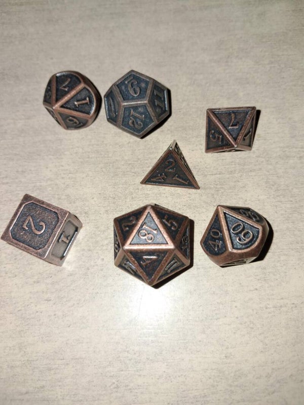 Metal copper colored d&d dice