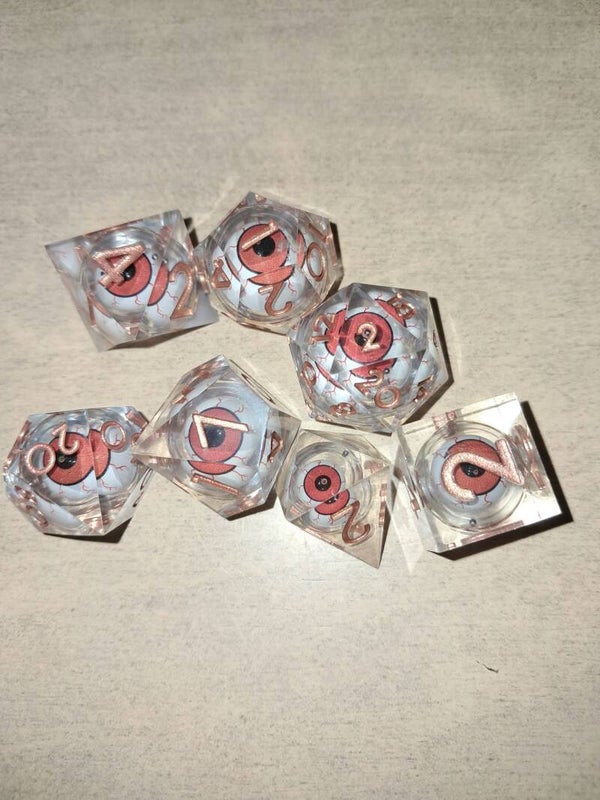 Orange moving eye d&d dice