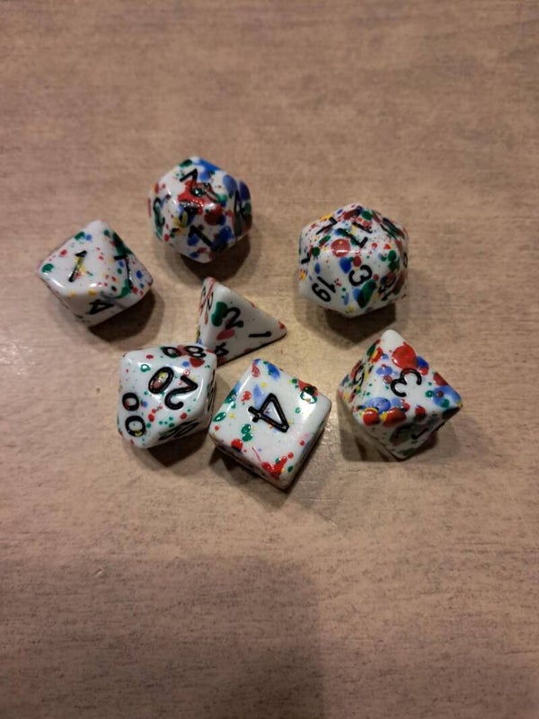 Paint splashed d&d dice
