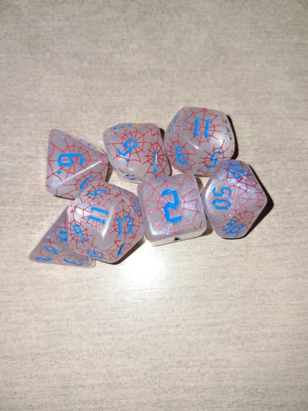Pearl white Red web d&d dice